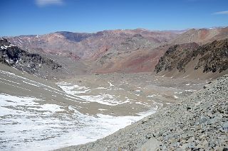 16 Looking Back At The Trail Across The Relinchos Glacier From Plaza Argentina Base Camp, Relinchos Valley, Cerro Colorado And Rico From The Hill To Camp 1.jpg